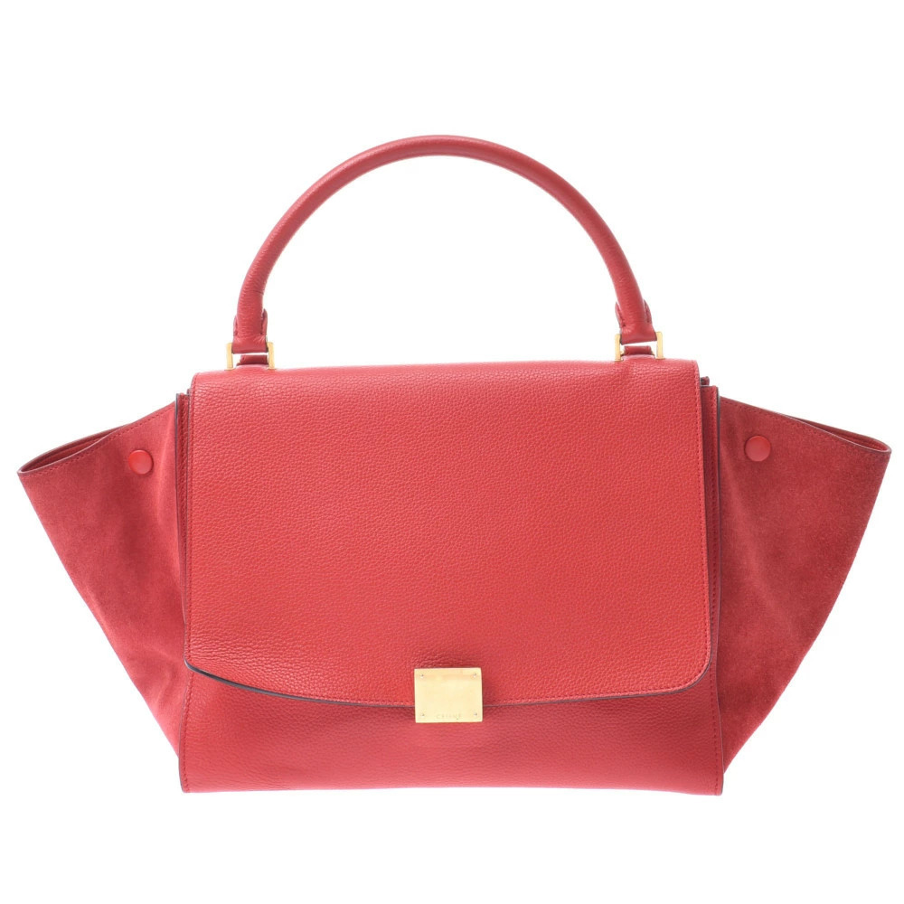 CELINE Trapeze Bag Red Calfskin Suede Handbag
